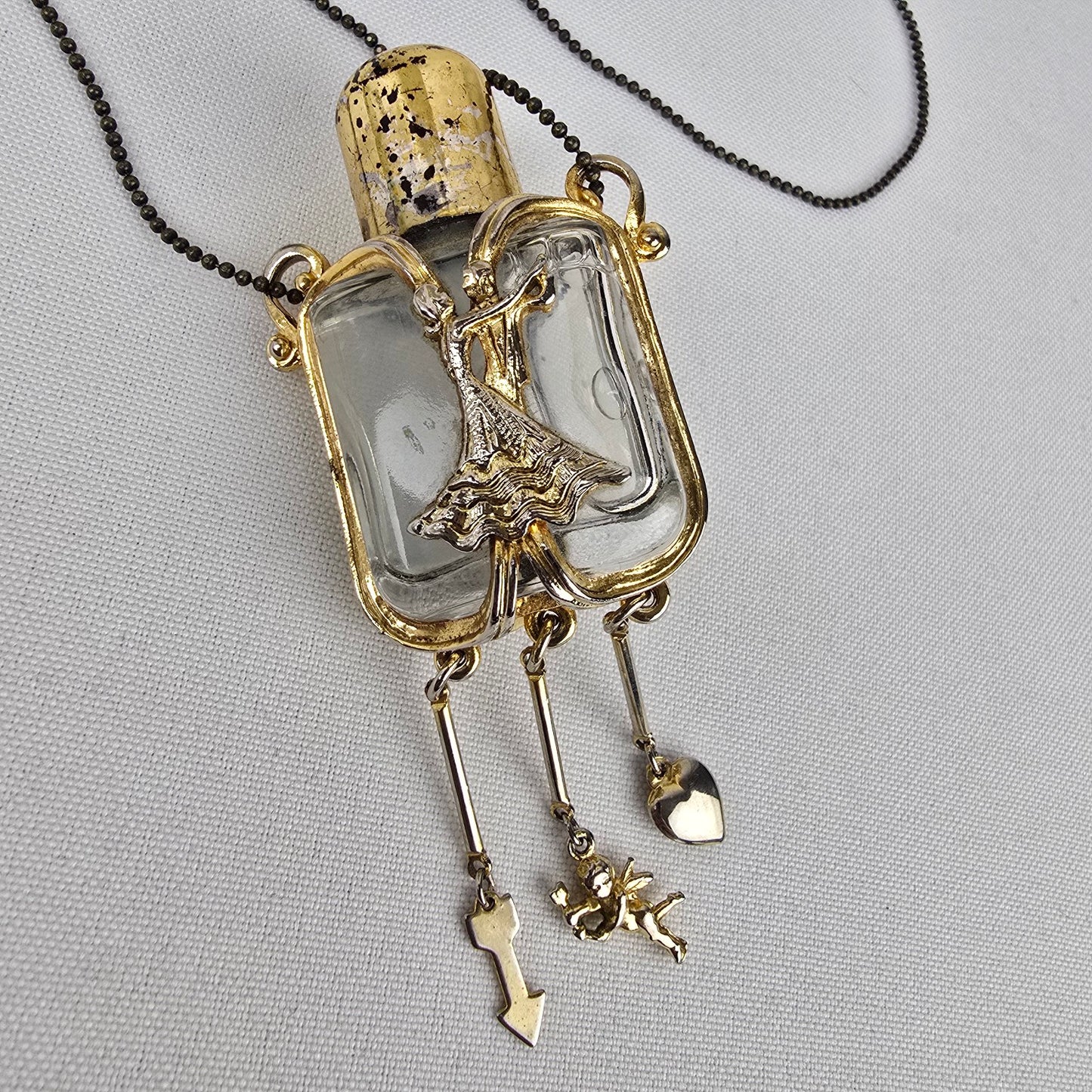 Vintage Gold Tone Potion Bottle Necklace