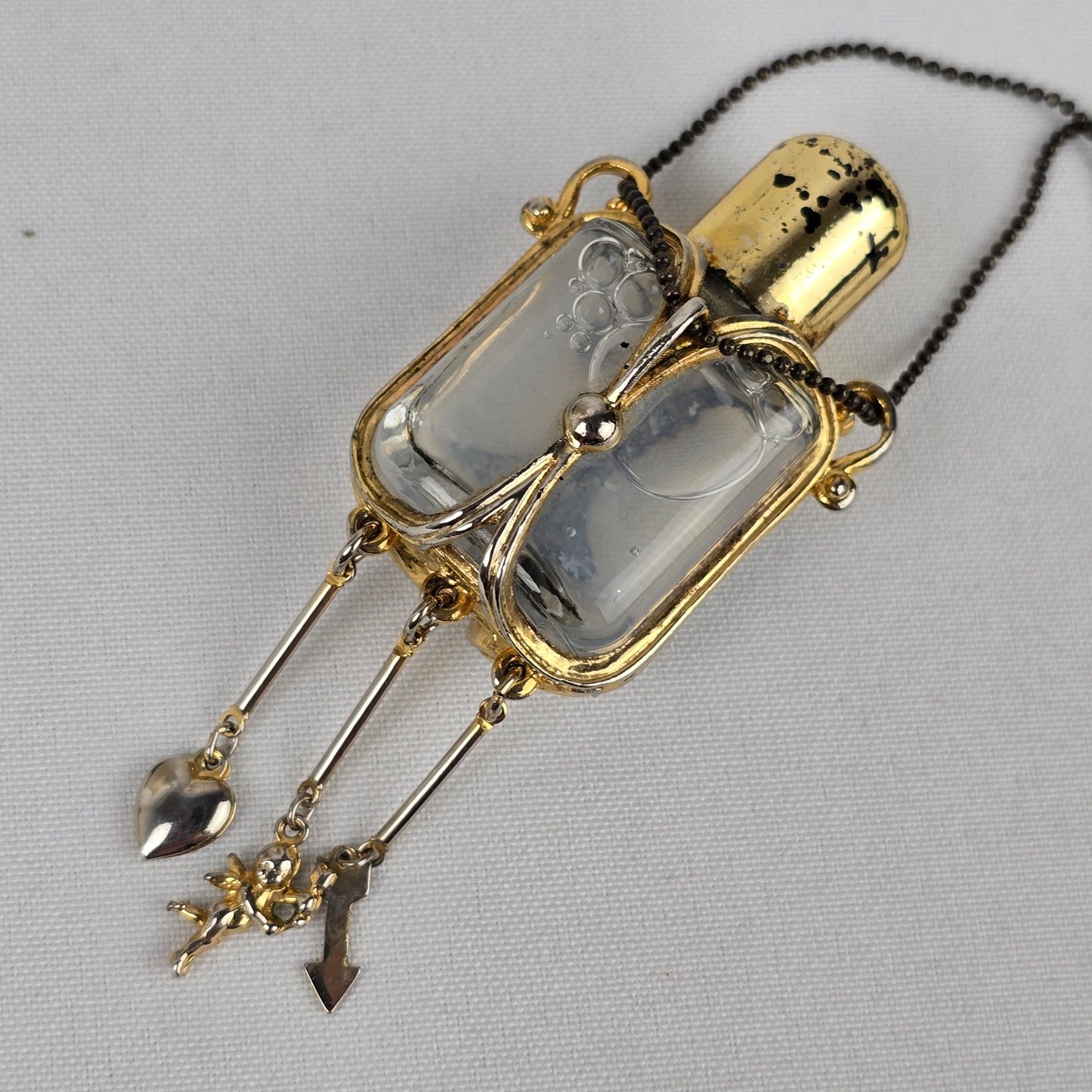 Vintage Gold Tone Potion Bottle Necklace