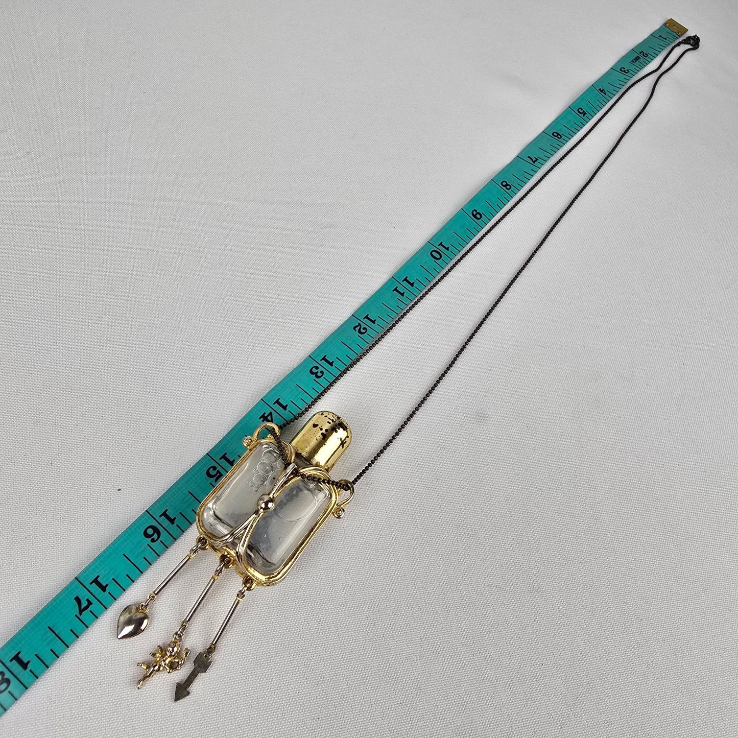 Vintage Gold Tone Potion Bottle Necklace