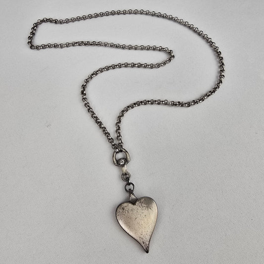 Danon Matte Silver Plated Pewter Heart Pendant Necklace