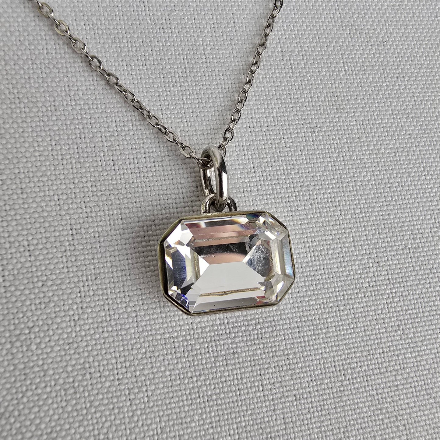 Silver Swarovski Crystals Necklace & Earring Set