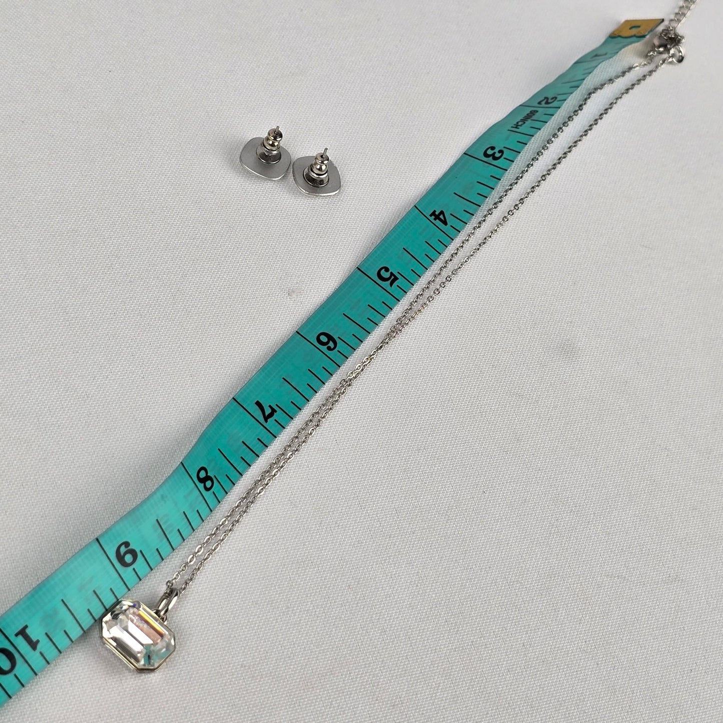 Silver Swarovski Crystals Necklace & Earring Set