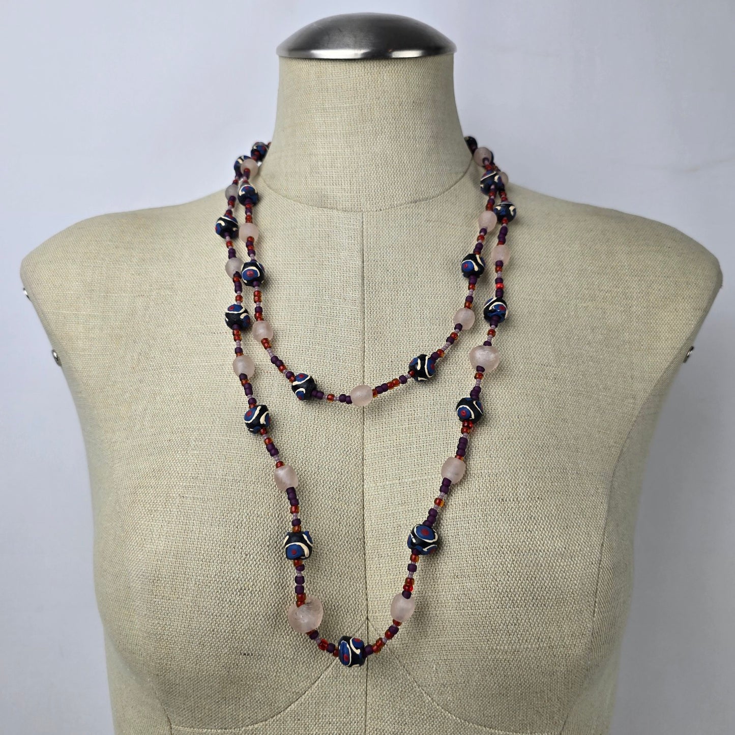 Pink Natural Stone Beaded Long Necklace