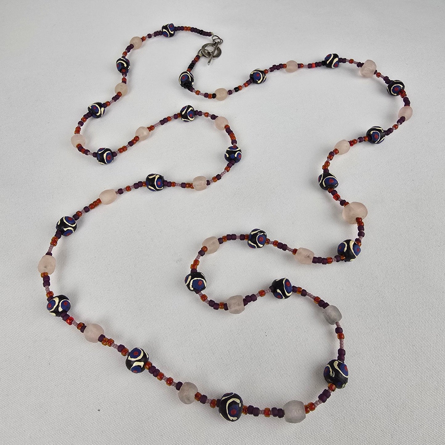 Pink Natural Stone Beaded Long Necklace