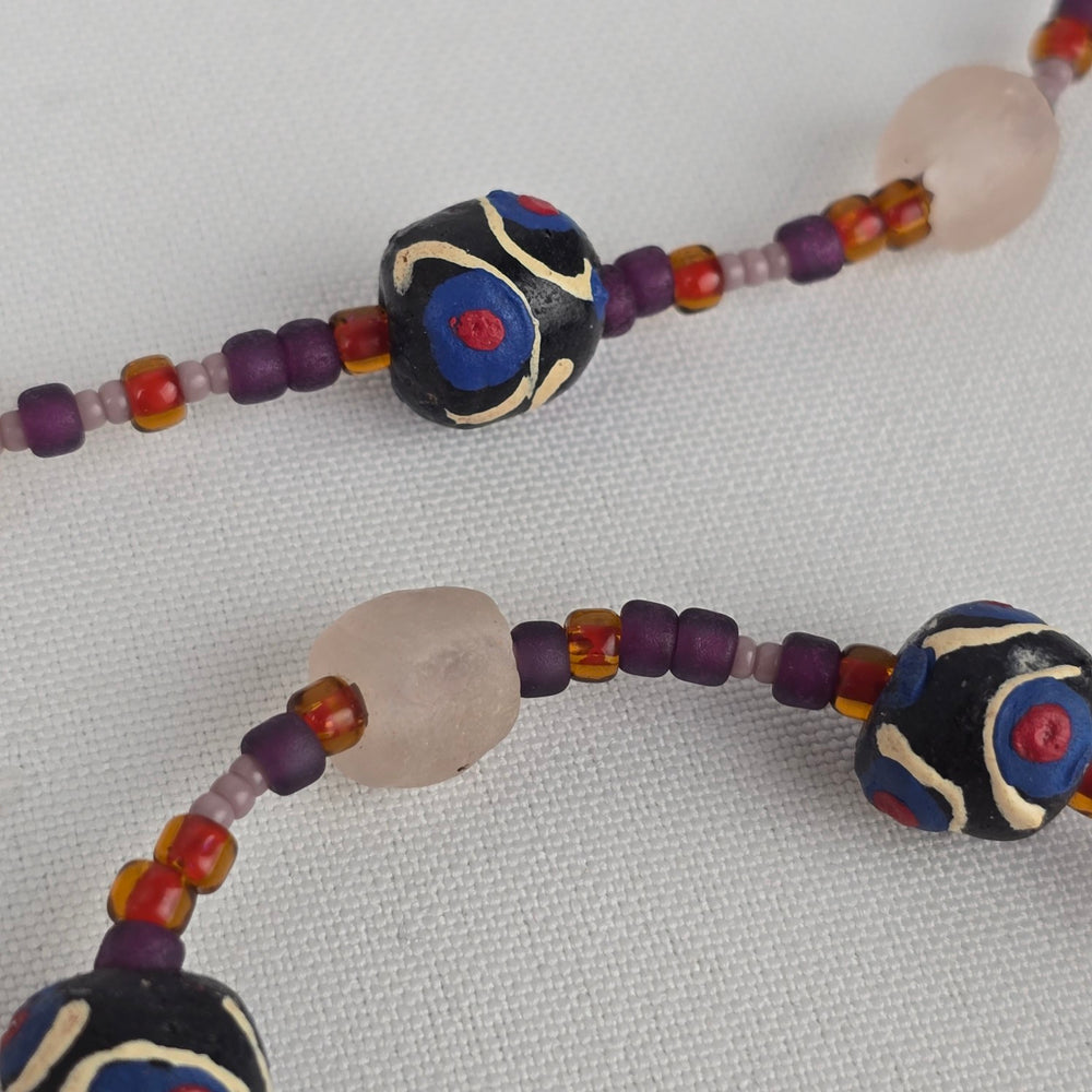 Pink Natural Stone Beaded Long Necklace
