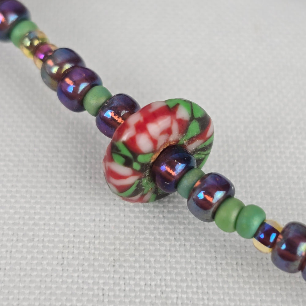Black & Pink Natural Stone Long Beaded Necklace