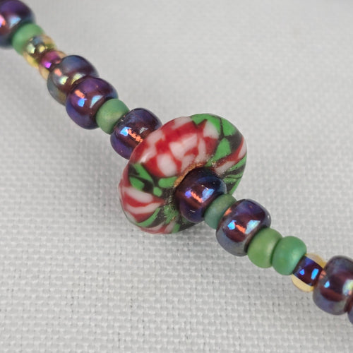 Black & Pink Natural Stone Long Beaded Necklace