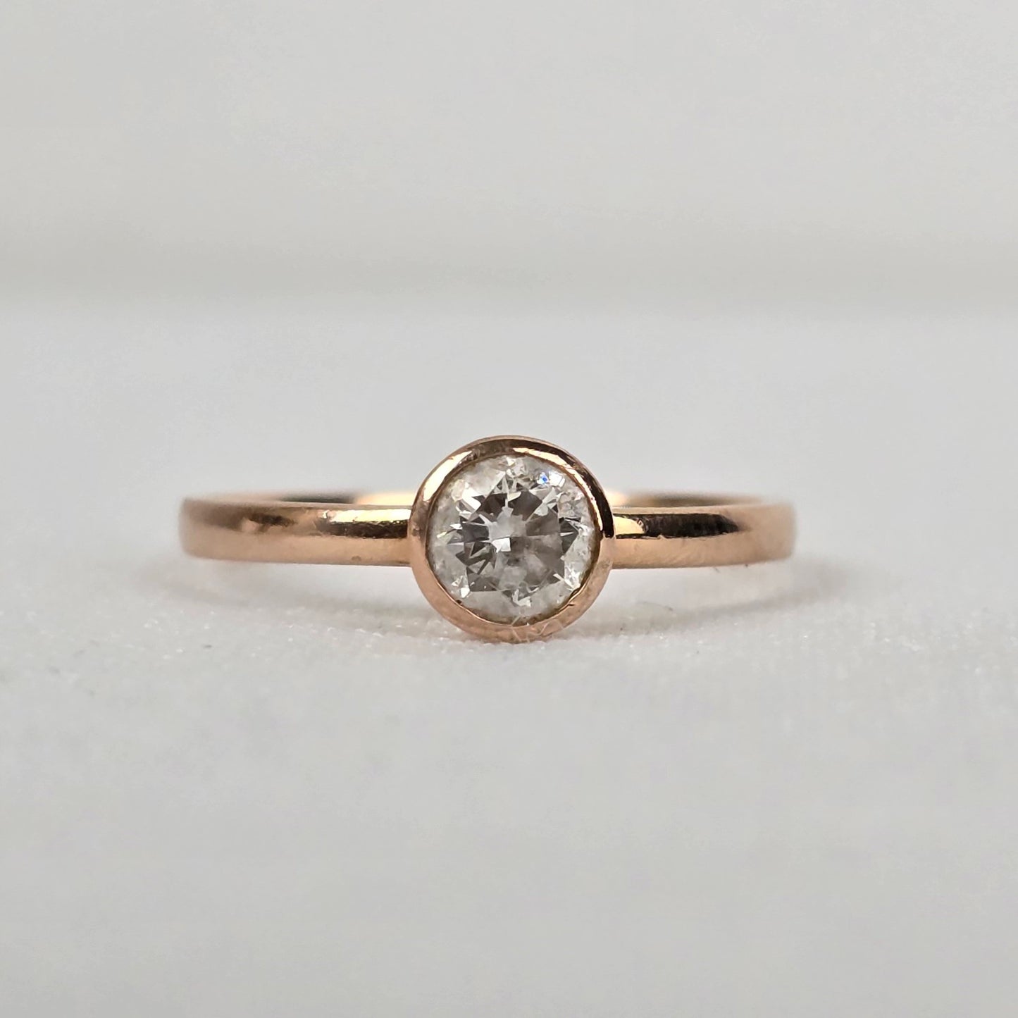 14K Gold NH Bezel Set Faux Diamond Ring Size 7