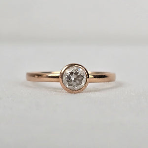 14K Gold NH Bezel Set Faux Diamond Ring Size 7
