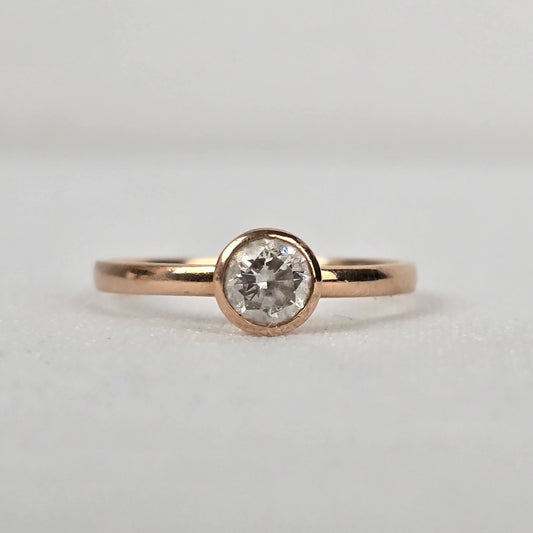 14K Gold NH Bezel Set Faux Diamond Ring Size 7