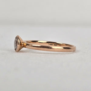 14K Gold NH Bezel Set Faux Diamond Ring Size 7
