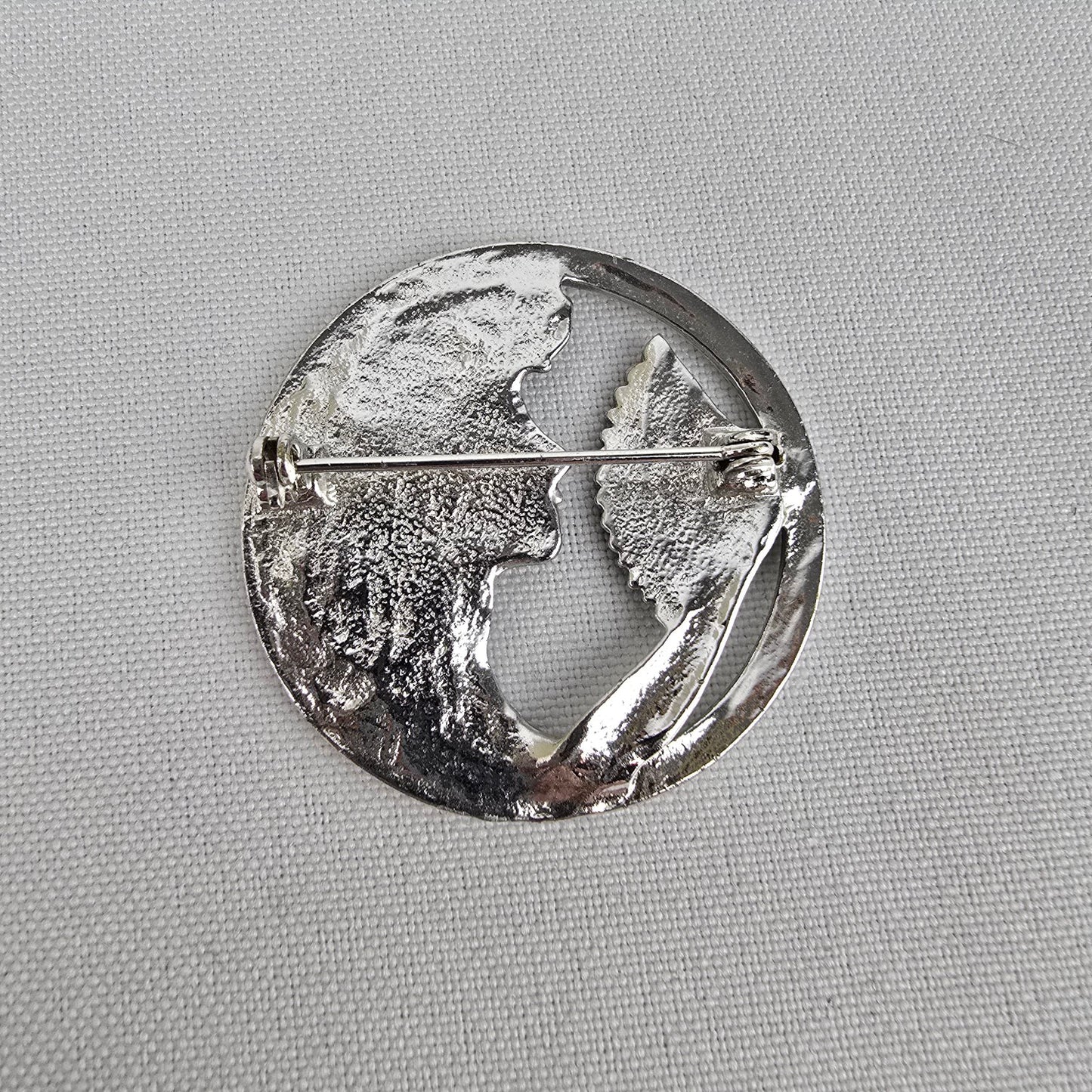 Vintage Art Nouveau Silver Lady Face Brooch