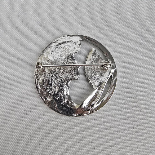 Vintage Art Nouveau Silver Lady Face Brooch