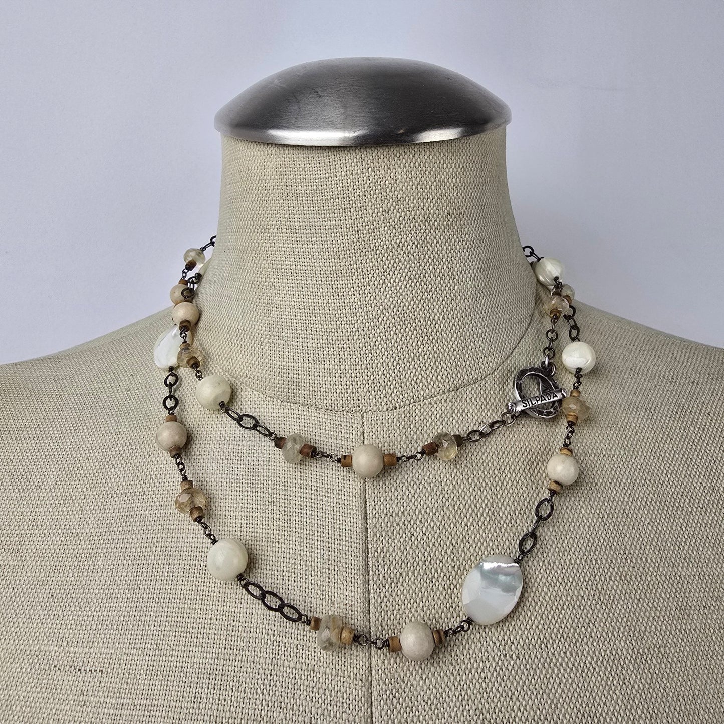 Silpada 925 Sterling Silver Mother of Pearl Quartz Necklace