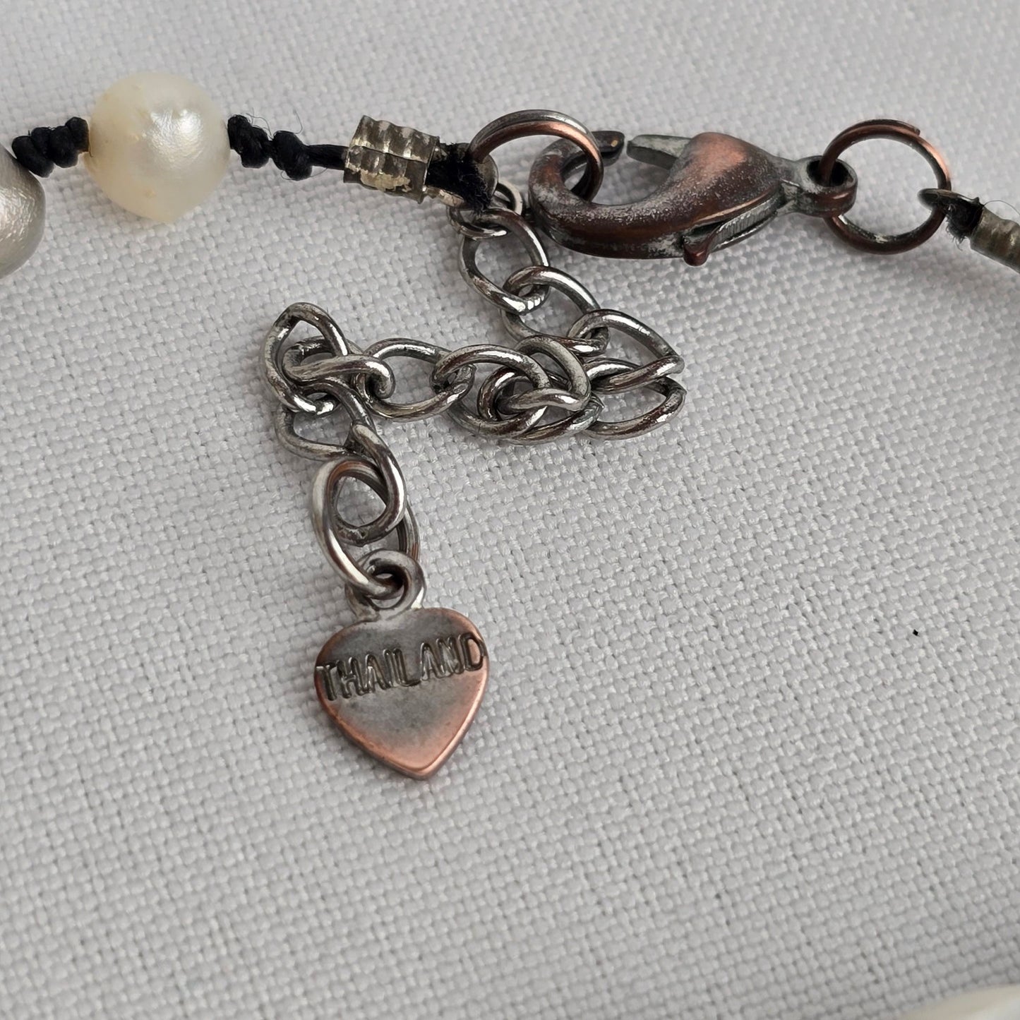 Grey Glass Beaded Faux Pearl Long Necklace