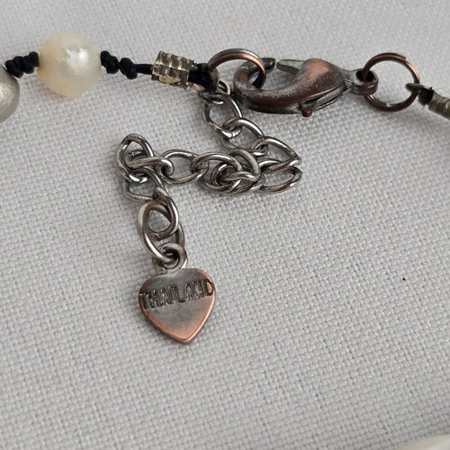 Grey Glass Beaded Faux Pearl Long Necklace
