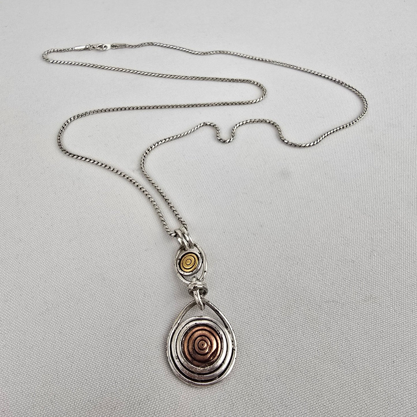Silver Swirl Pendant Long Necklace