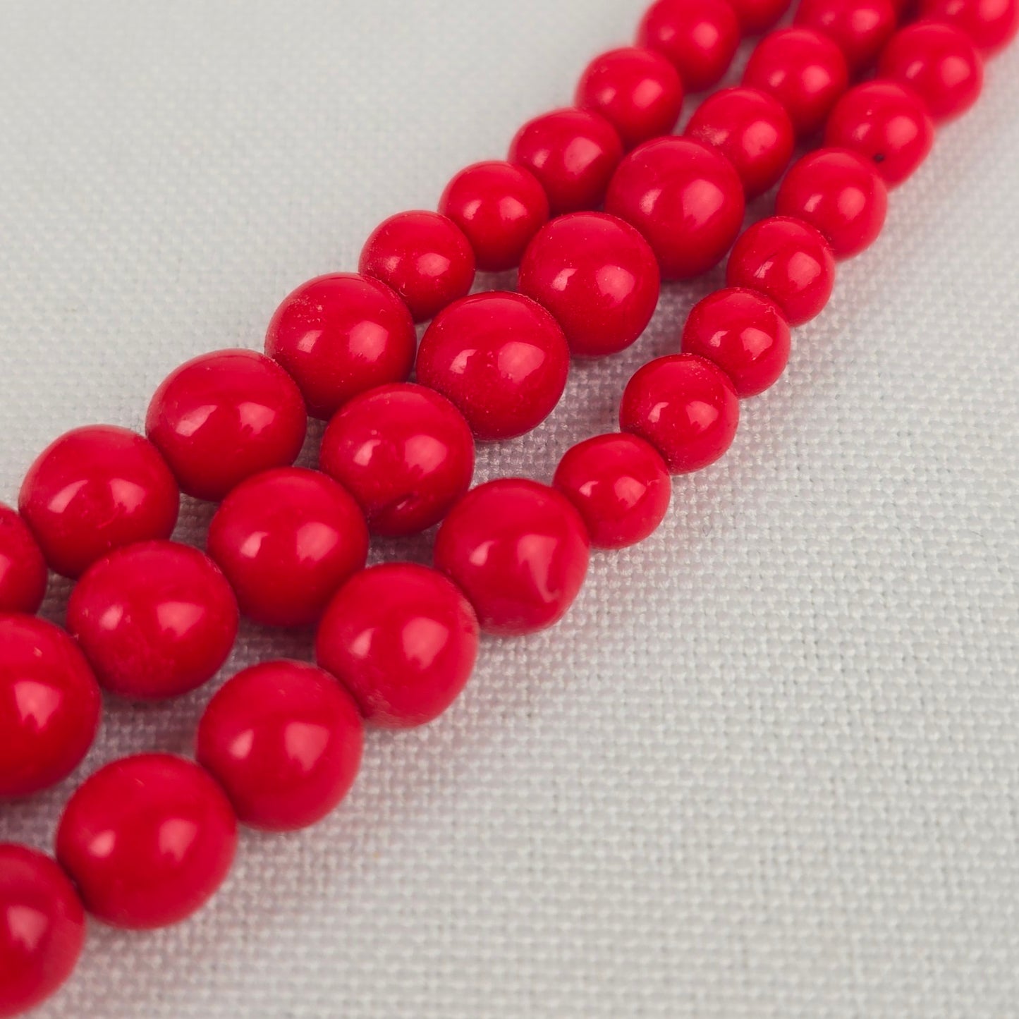 Vintage Red Glass Bead Layered Necklace