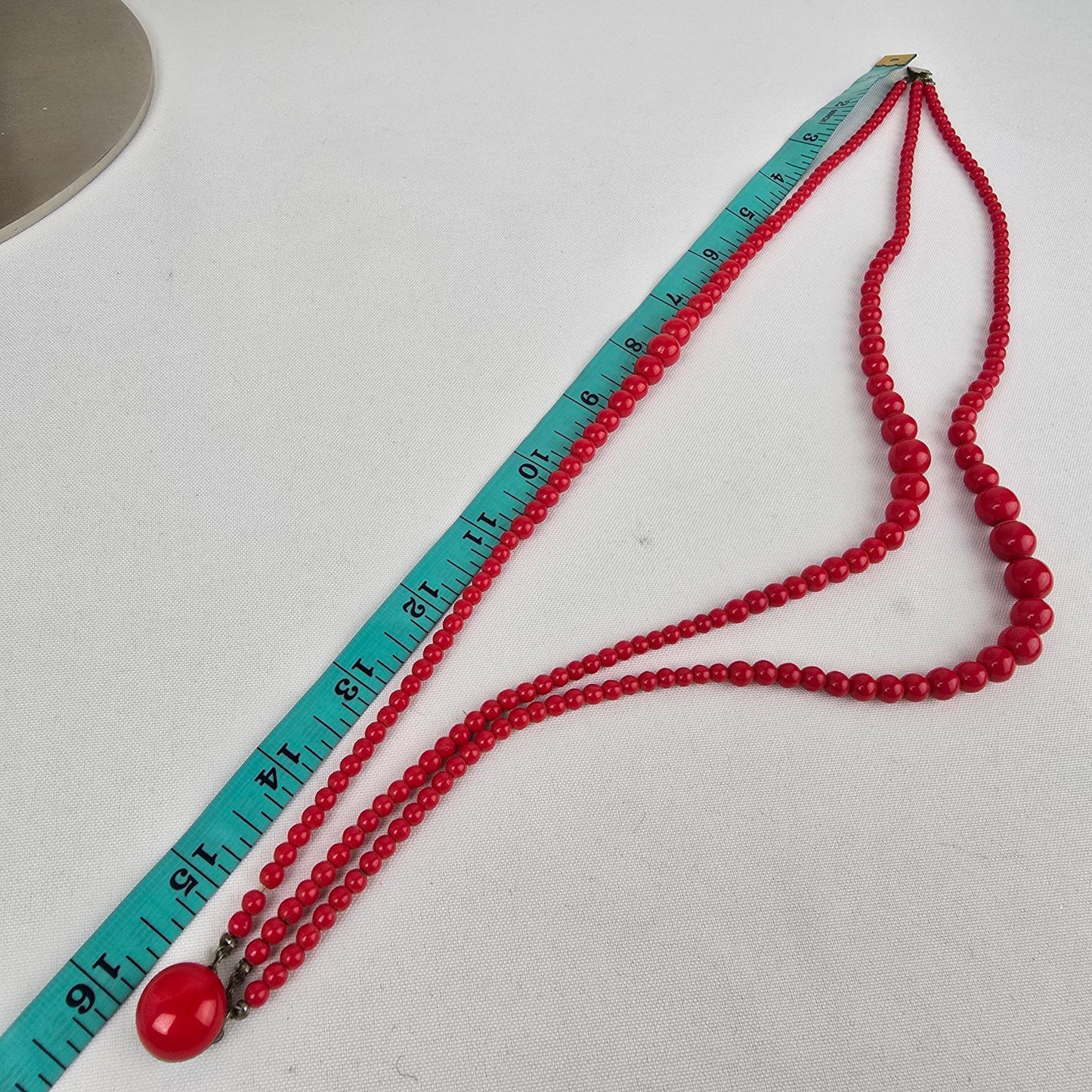 Vintage Red Glass Bead Layered Necklace