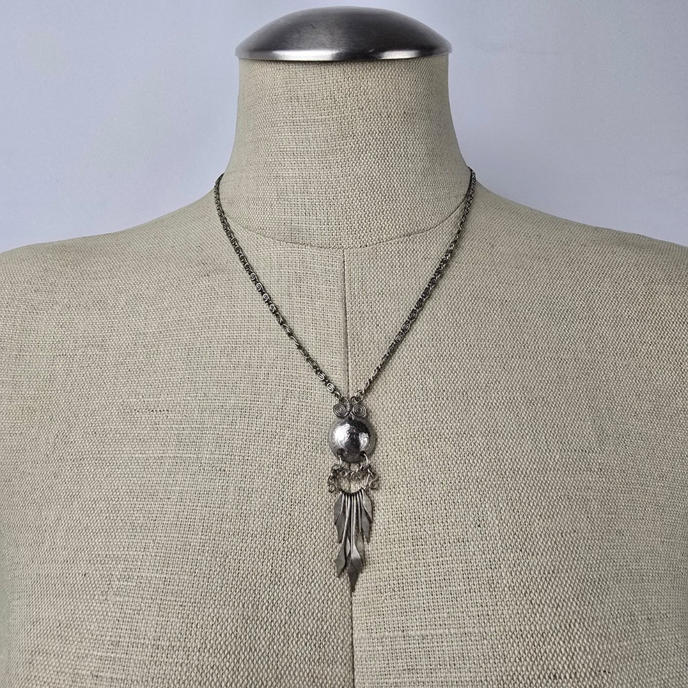 Vintage Silver Coin Fringe Necklace & Earring Set
