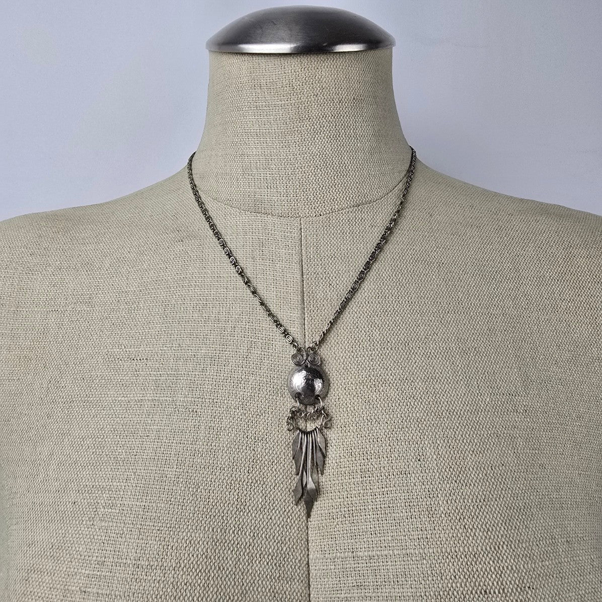 Vintage Silver Coin Fringe Necklace & Earring Set