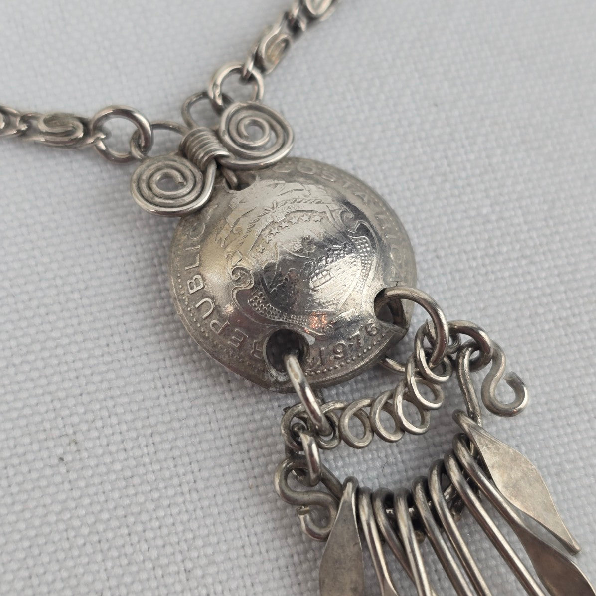 Vintage Silver Coin Fringe Necklace & Earring Set