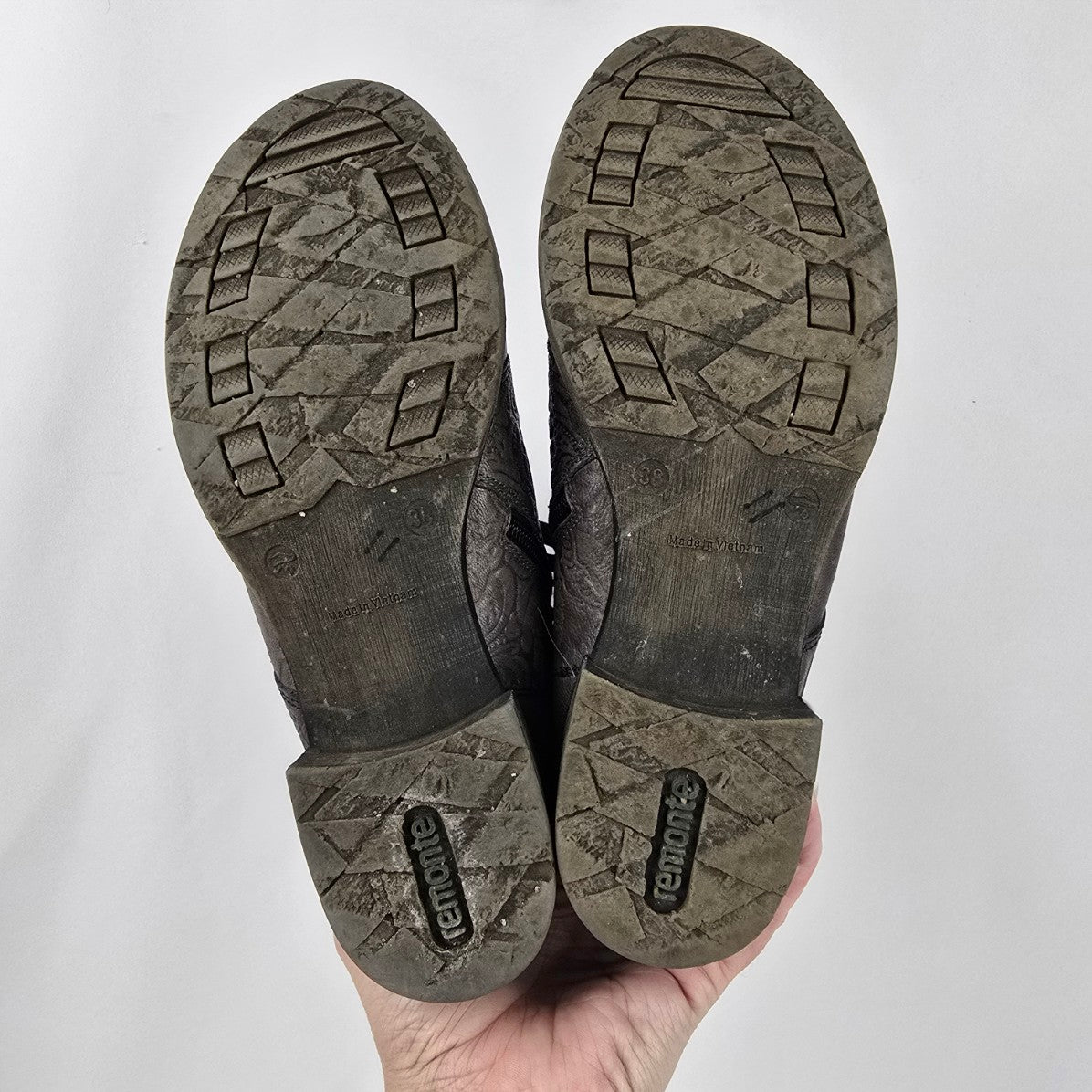 Remonte Grey Leather Lace Up Boots Size 8