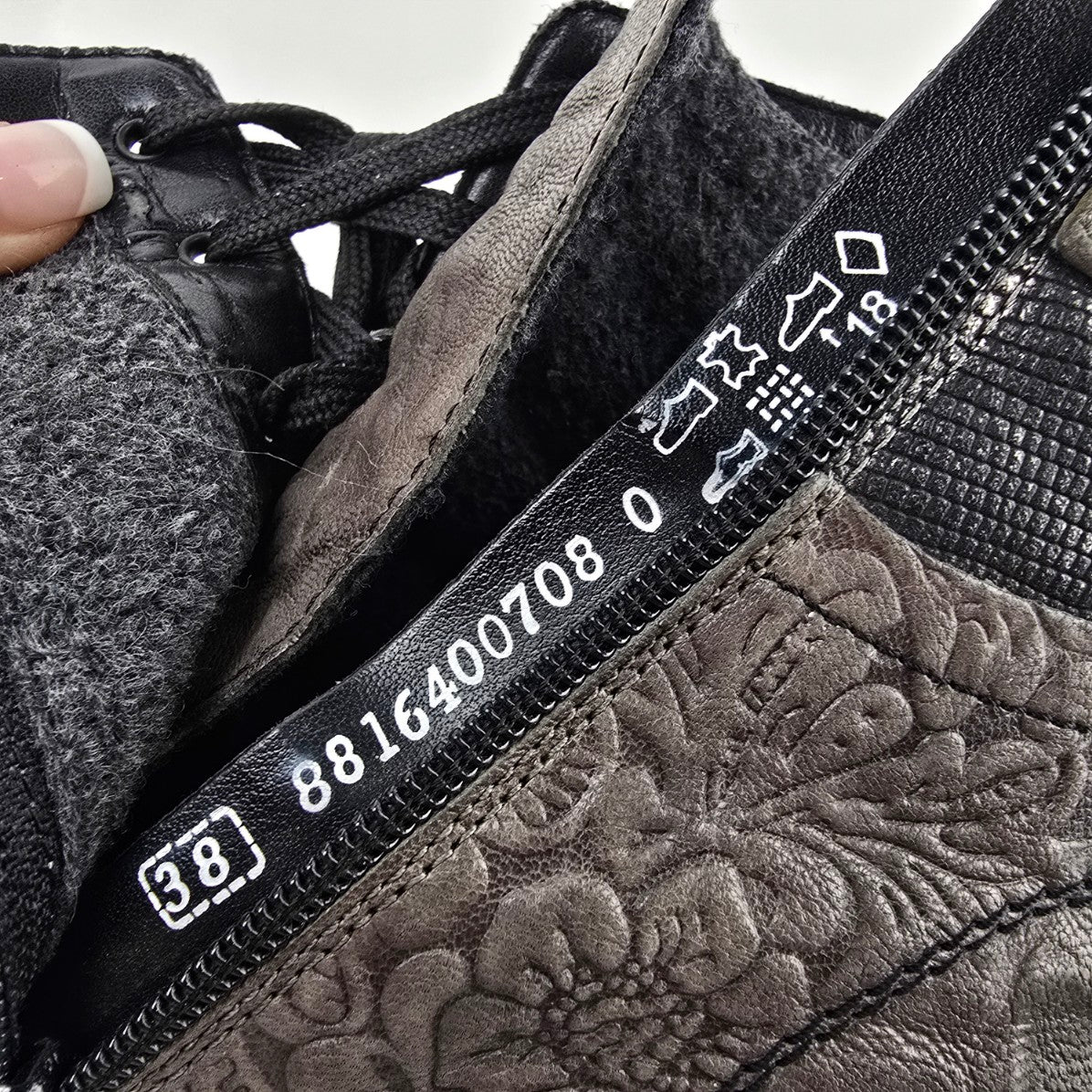 Remonte Grey Leather Lace Up Boots Size 8