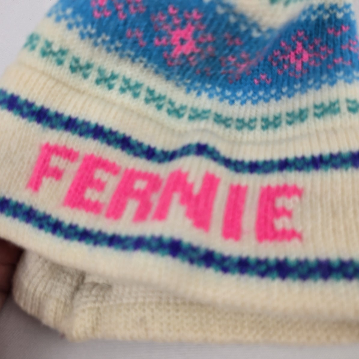 Vintage Fernie Pink & Blue Wool Toque