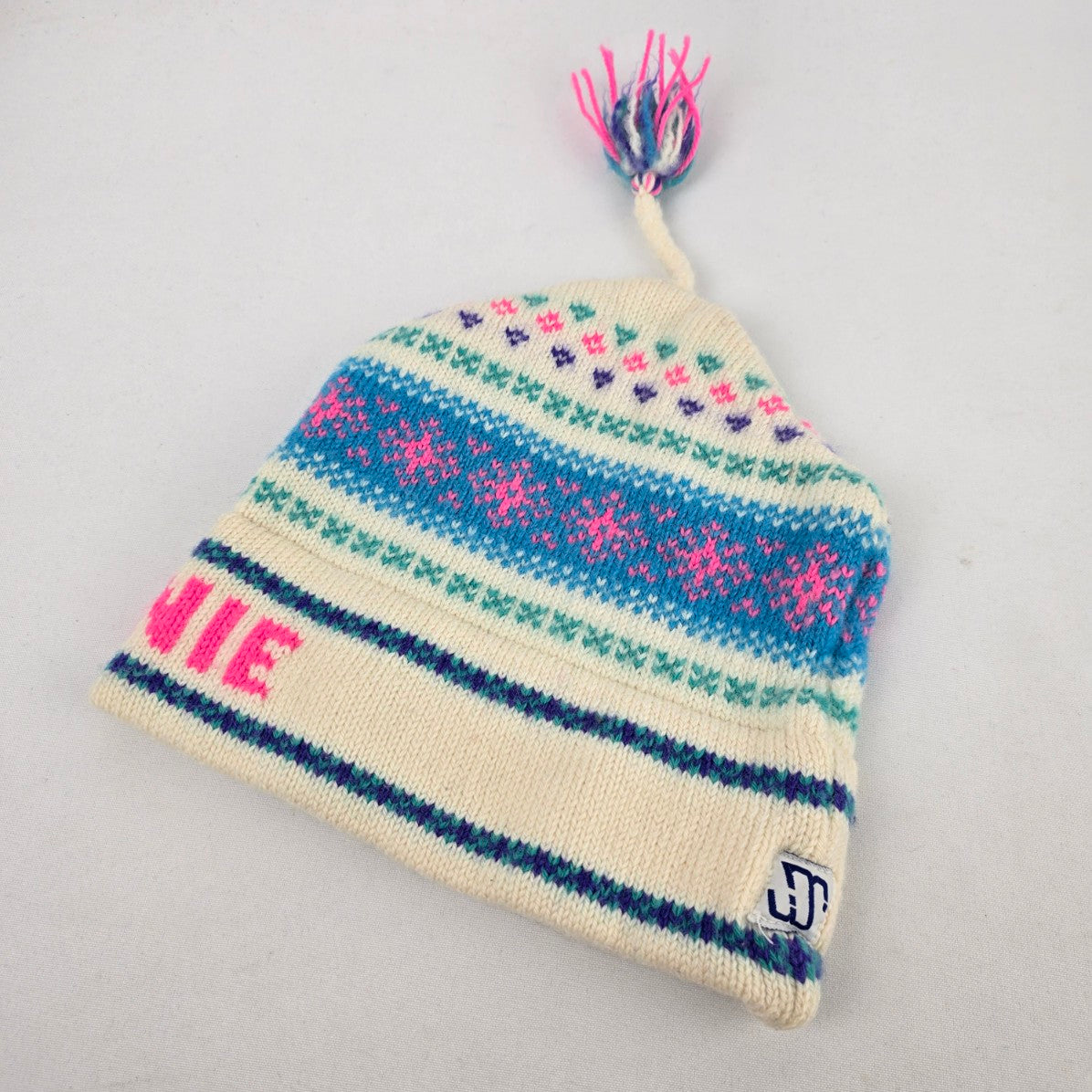 Vintage Fernie Pink & Blue Wool Toque