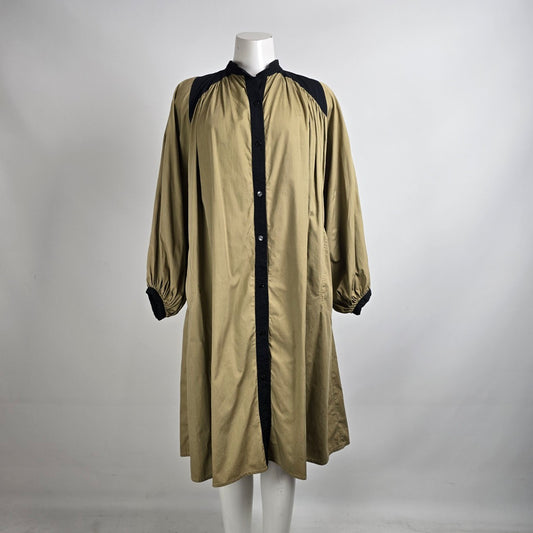 Vintage 1960's ROBERTA VERCELLINO Brown & Black Button Up Jacket Dress Size L