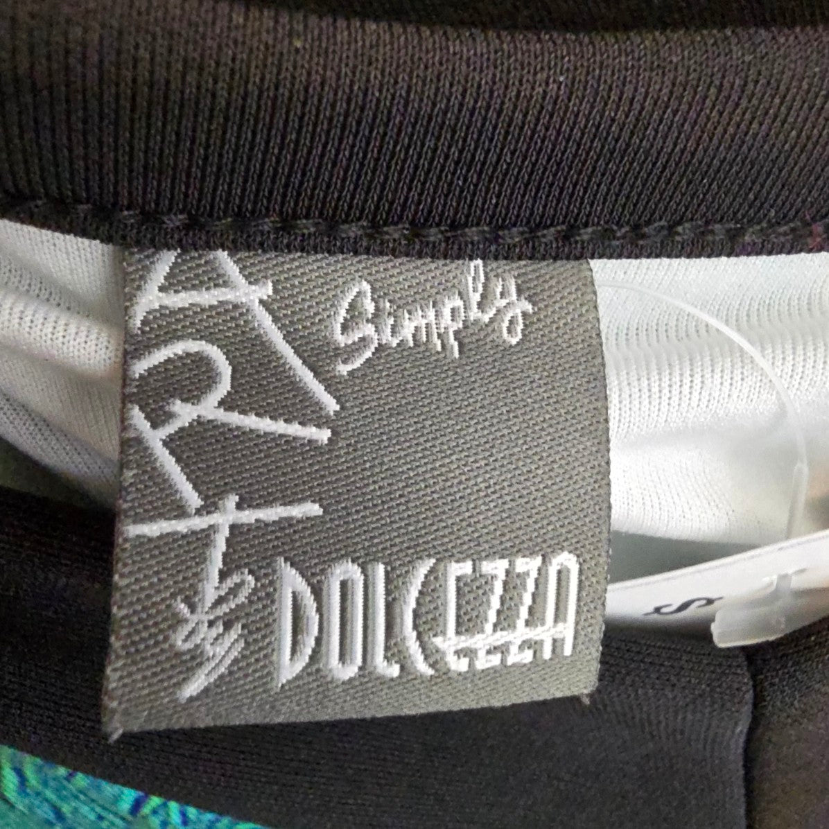 Dolcezza Simply Art Teal Midi Dress Size S