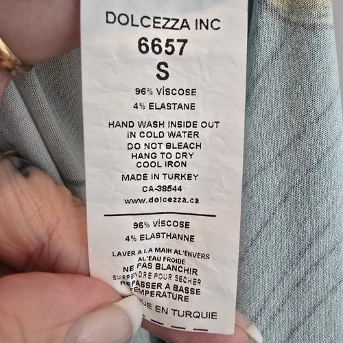 Dolcezza Simply Art Teal Midi Dress Size S