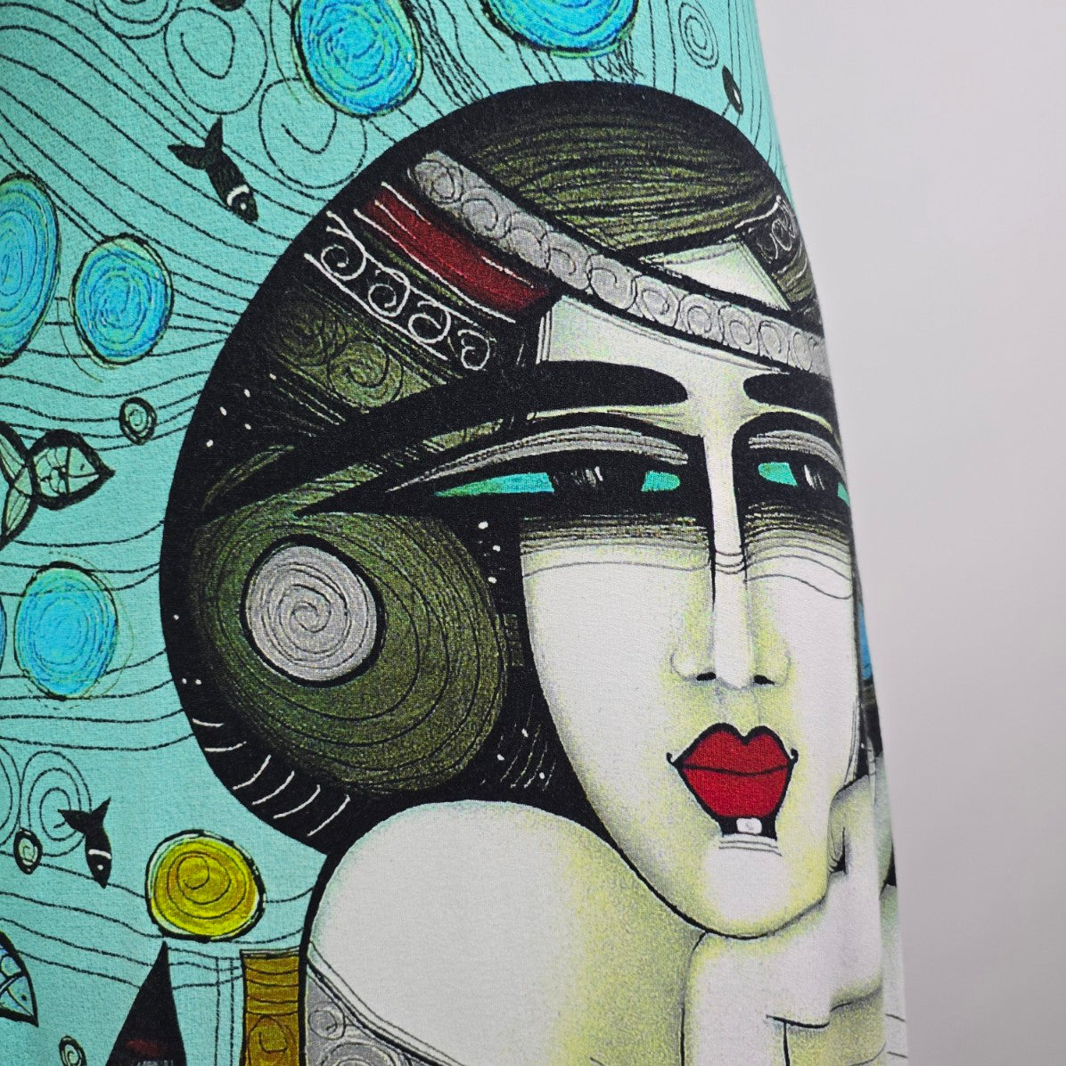 Dolcezza Simply Art Teal Midi Dress Size S