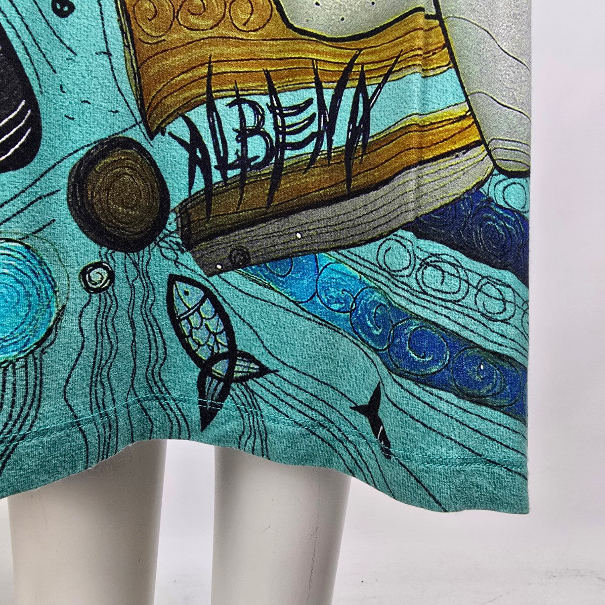 Dolcezza Simply Art Teal Midi Dress Size S