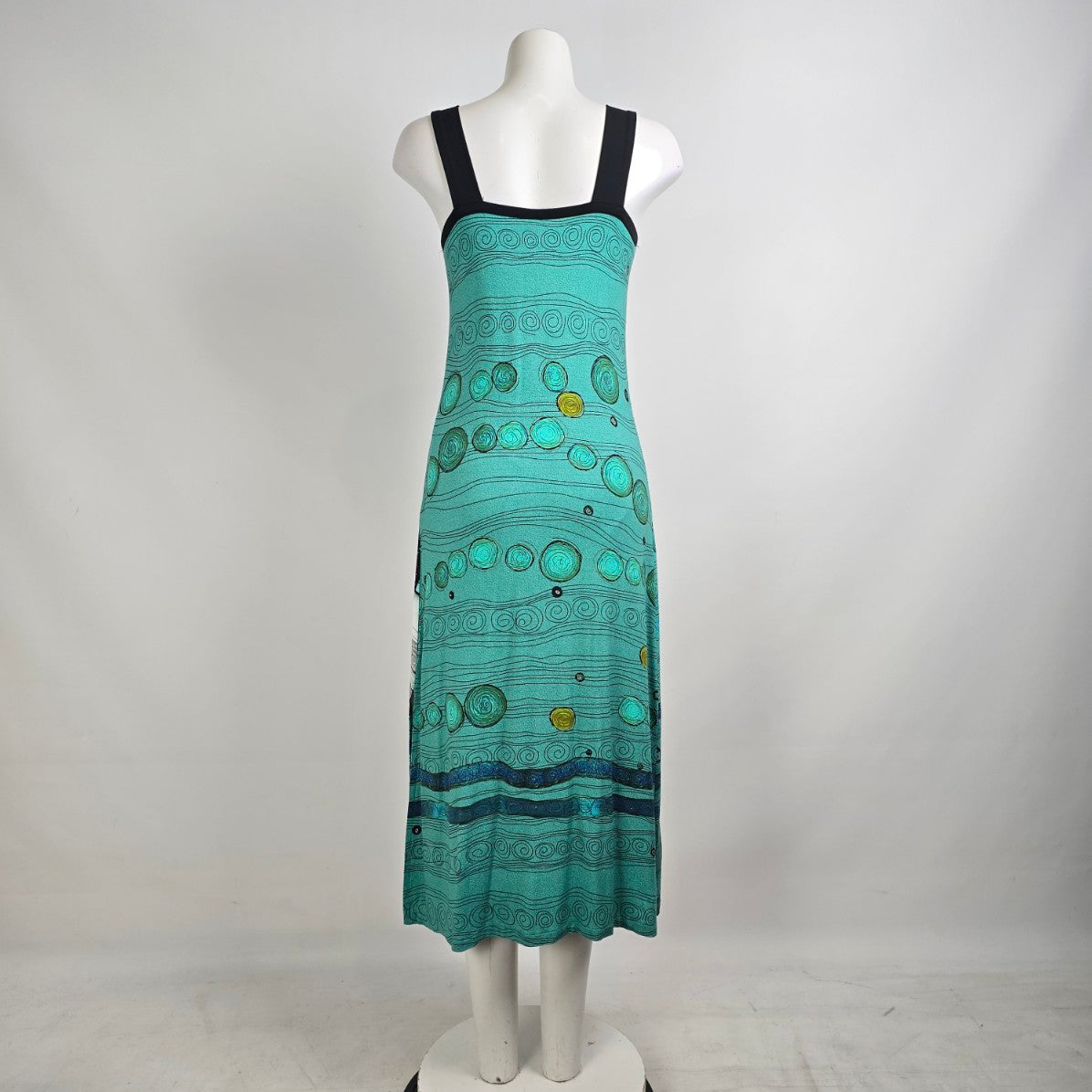 Dolcezza Simply Art Teal Midi Dress Size S