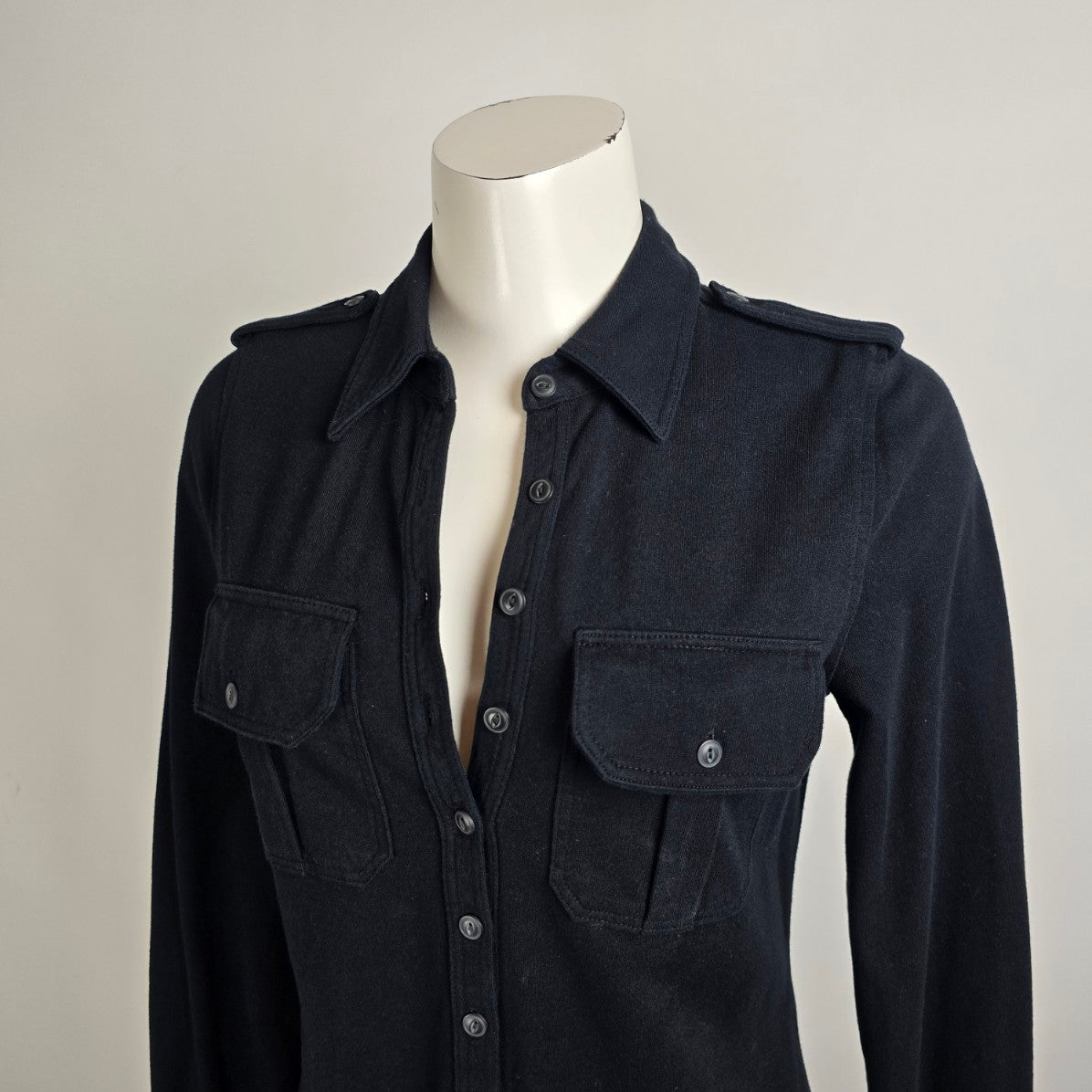 Lauren Ralph Lauren Black Cotton Shirt Dress Size M