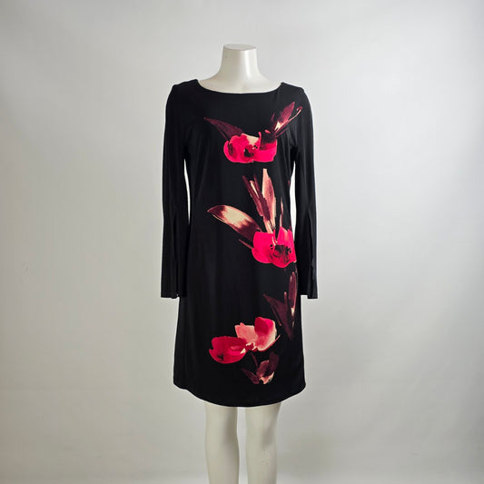 Le Chateau Pink Floral Flare Sleeve Dress Size M