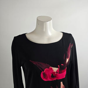Le Chateau Pink Floral Flare Sleeve Dress Size M
