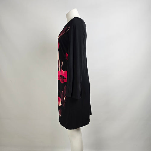 Le Chateau Pink Floral Flare Sleeve Dress Size M