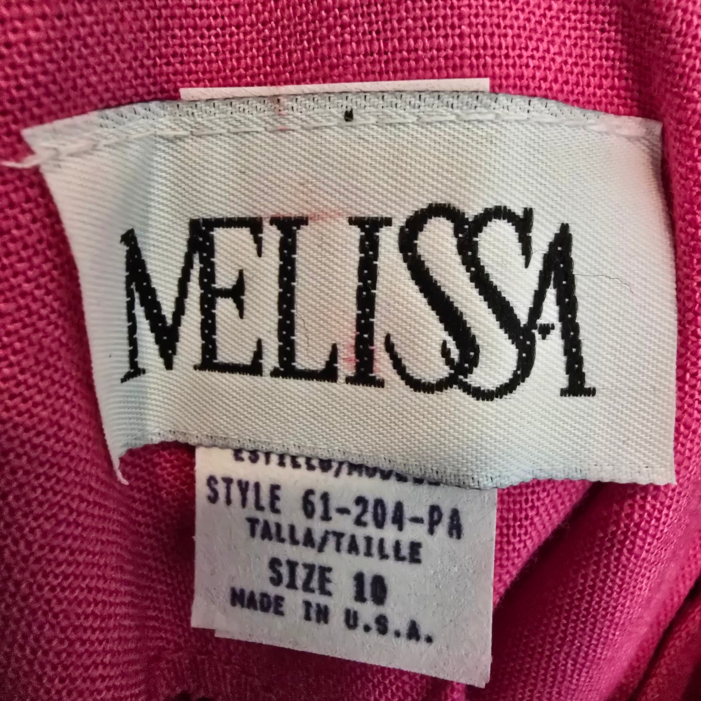 Vintage Mellissa Pink & Gold Midi Dress Size 10