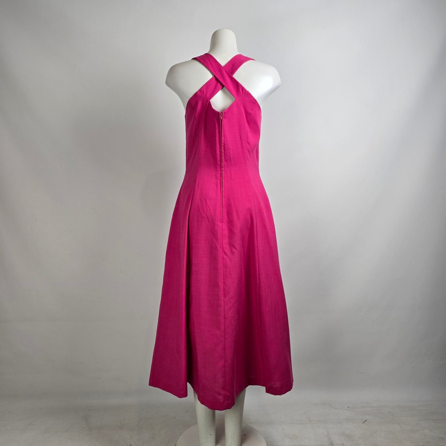 Vintage Mellissa Pink & Gold Midi Dress Size 10