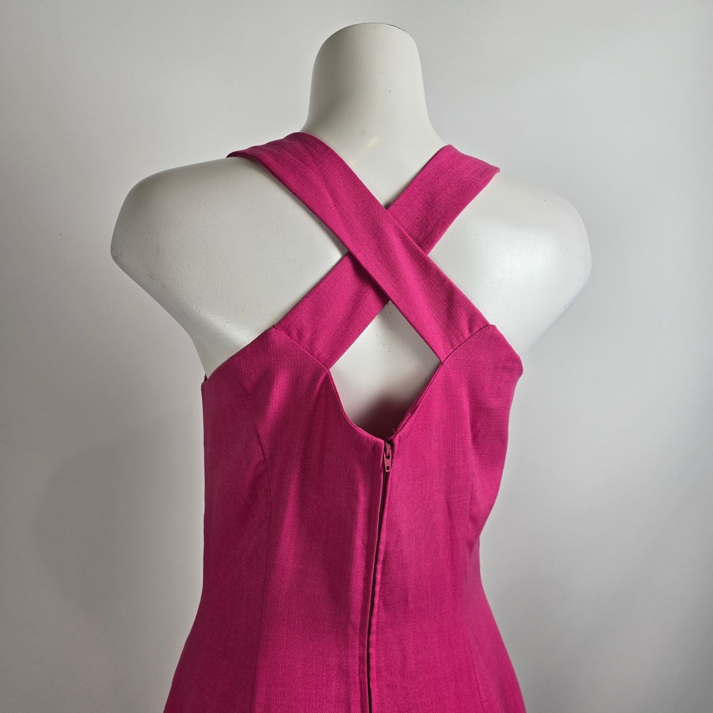 Vintage Mellissa Pink & Gold Midi Dress Size 10