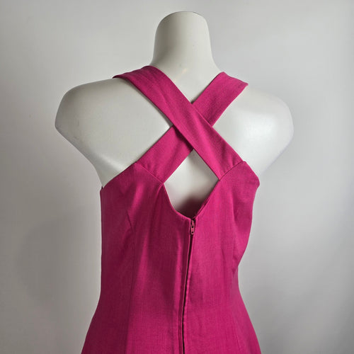 Vintage Mellissa Pink & Gold Midi Dress Size 10