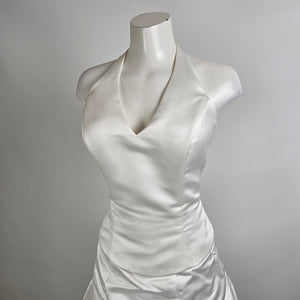 Vintage Mori Lee White Halter Neck Pickup Skirt 2 Pc Wedding Dress Size 15/16