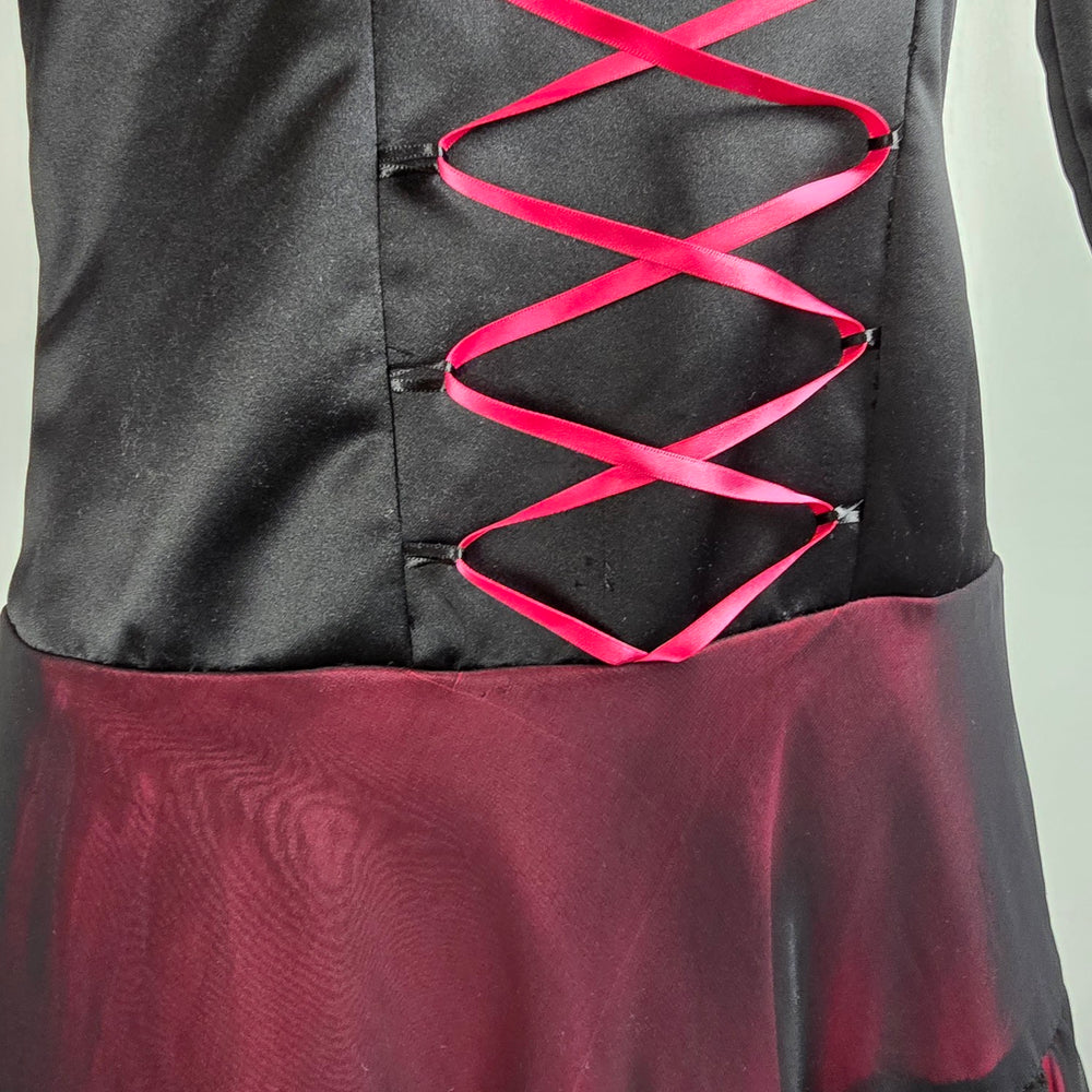 Handmade Black & Pink Lace Up Tulle Skirt Midi Dress Size M