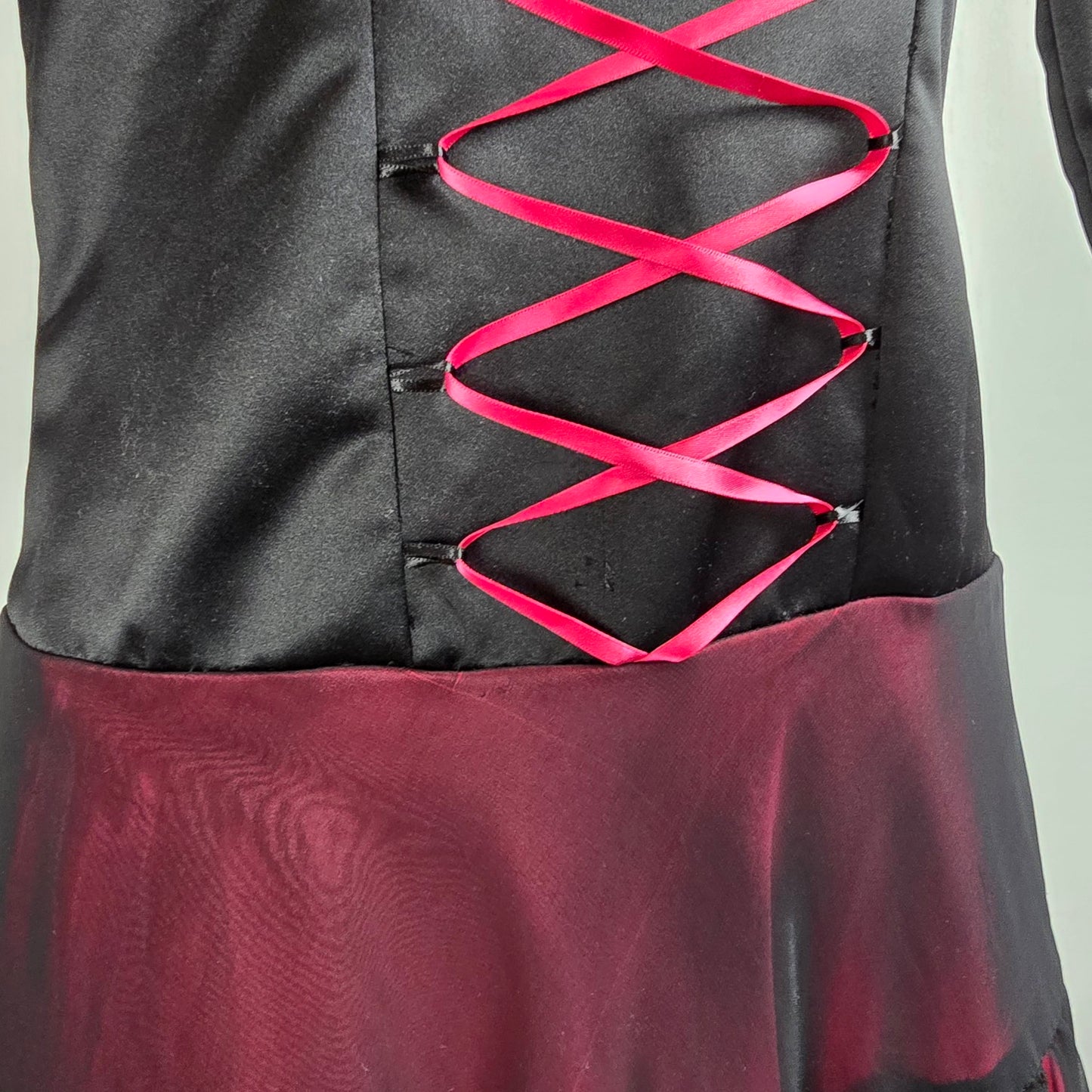 Handmade Black & Pink Lace Up Tulle Skirt Midi Dress Size M