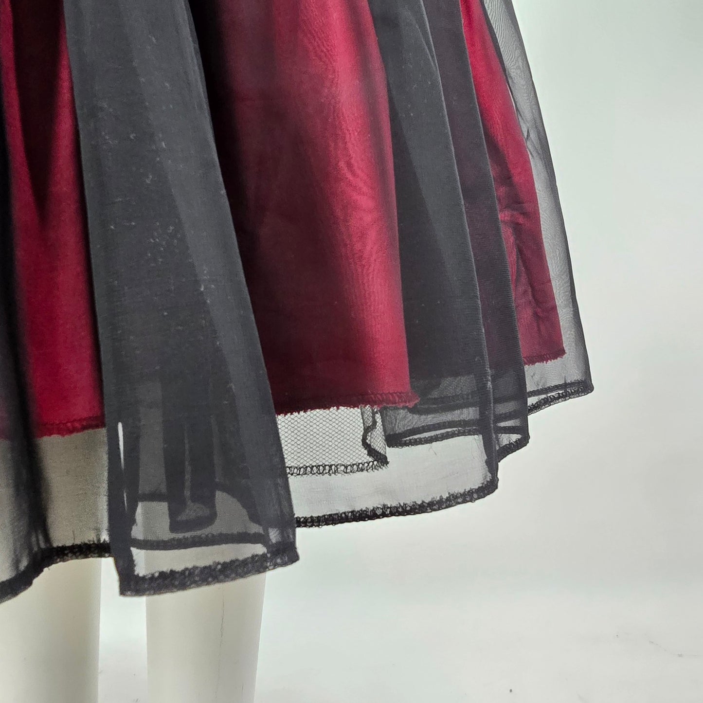 Handmade Black & Pink Lace Up Tulle Skirt Midi Dress Size M