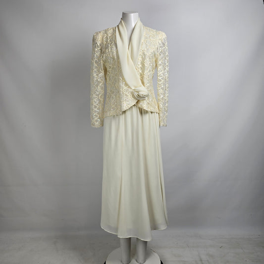 Vintage Lori Ann Cream Lace Blouse & Skirt Set Size 12