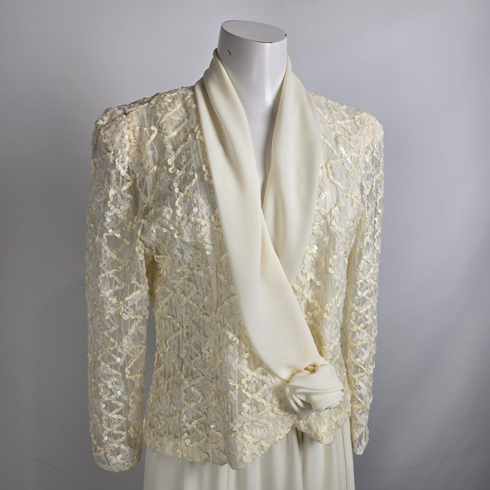 Vintage Lori Ann Cream Lace Blouse & Skirt Set Size 12